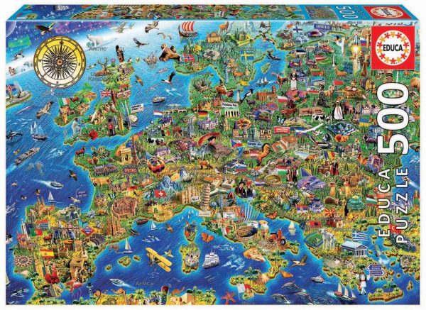Crazy European Map 500 Piece Jigsaw Puzzle - Educa