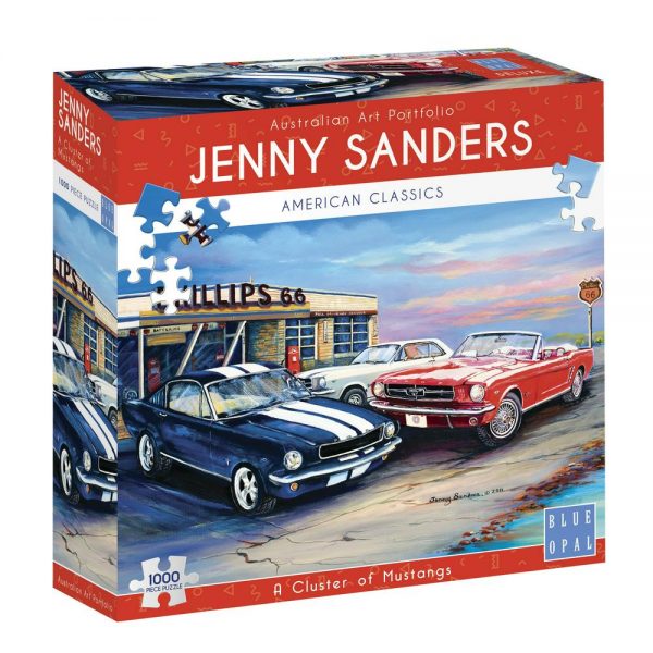 Jenny Sanders - A Cluster of Mustangs 1000 piece Jigsaw Puzzle - Blue Opal