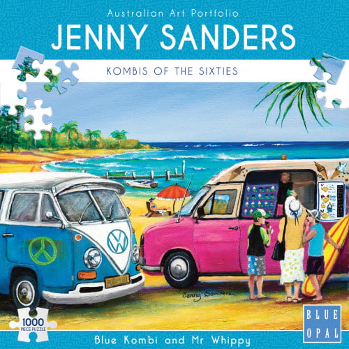 Jenny Sanders - Blue Kombi and Mr Whippy 1000 Piece Jigsaw Puzzle - Blue Opal