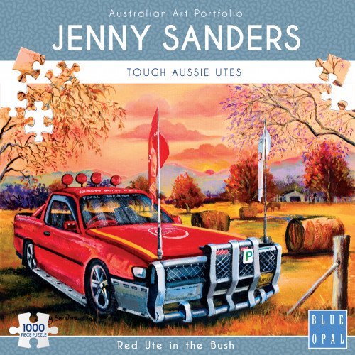 Jenny Sanders - Red Ute in the Bush 1000 Piece Jigsaw Puzzle - Blue Opal