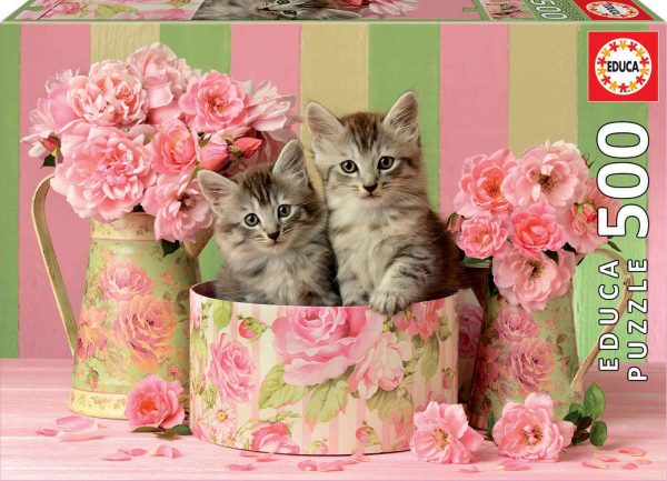 Kitten with Roses 500 Piece Jigsaw Puzzle - Educa
