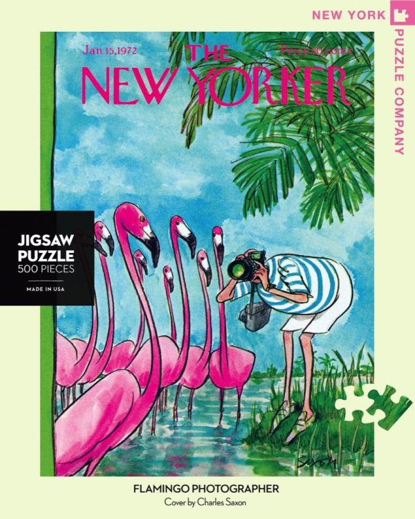 New York Puzzle Company - Flamingo Photographer 500 Piece Jigsaw Puzzle