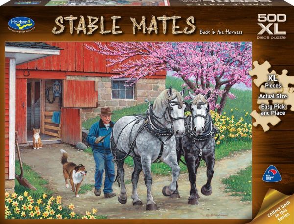 Stable Mates - Back in the Harness 500 XL Piece Jigsaw Puzzle - Holdson
