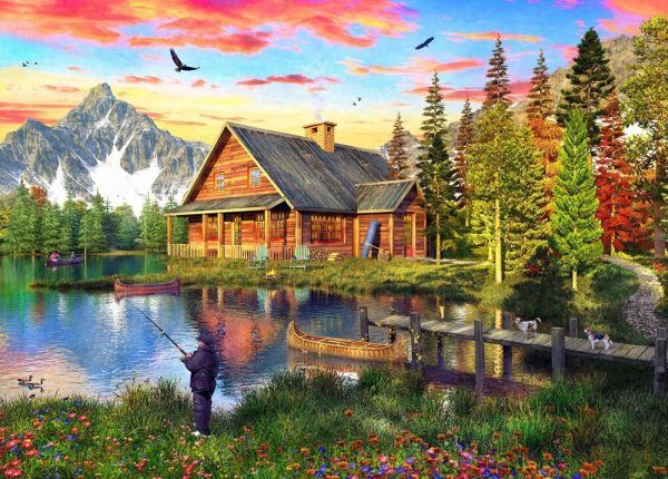 Sunsets - The Fishing Cabin 1000 Piece Jigsaw Puzzle - Holdson