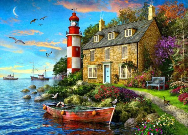 Sunsets - The Cottage Lighthouse 1000 Piece Jigsaw Puzzle - Holdson