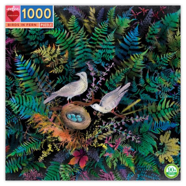 Birds in Fern 1000 Piece Jigsaw Puzzle - eeBoo
