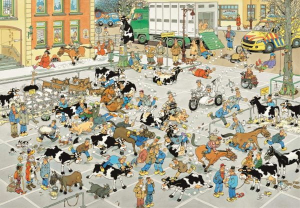 Jan Van Haasteren - The Cattle Market 2000 Piece Jigsaw Puzzle - Jumbo
