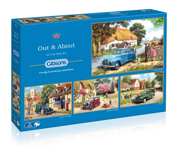 Out & About 4 x 500 Piece Jigsaw Puzzle - Gibsons
