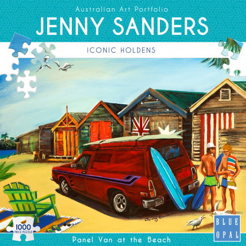 Jenny Sanders - Panel Van at the Beach 1000 Piece Jigsaw Puzzle - Blue Opal