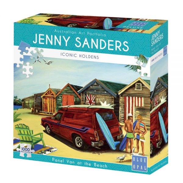 enny Sanders - Panel Van at the Beach 1000 Piece Jigsaw Puzzle - Blue Opal