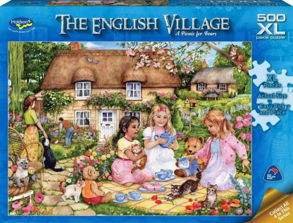 The English Village - A Picnic for Bears 500 XL Piece Jigsaw Puzzle - Holdson