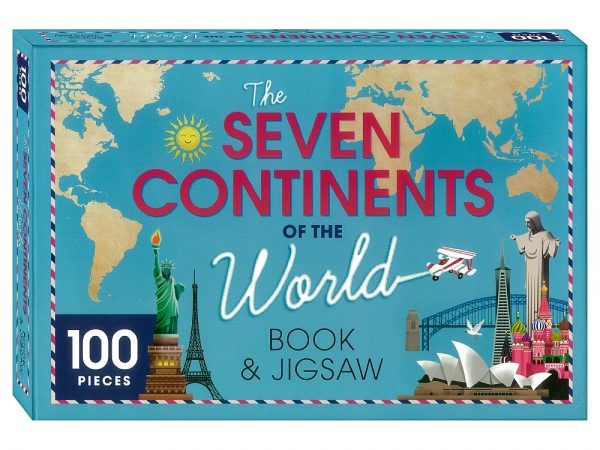 The Seven Continents of the World Book and 100 Piece Jigsaw Puzzle