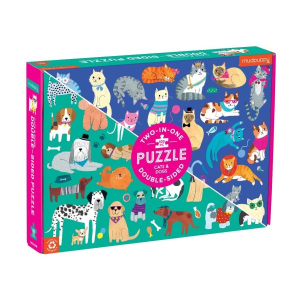 Cats & Dogs 100 Piece Double-Sided Jigsaw Puzzle - Mudpuppy