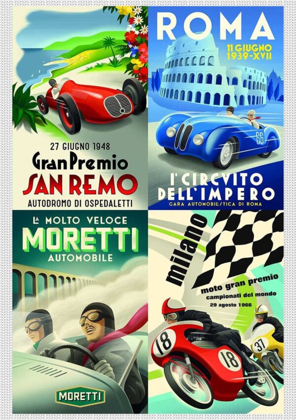 Vintage Italian Auto Posters 1000 Piece Puzzle - Piatnik