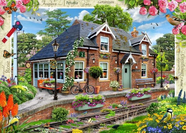 Blossom Borders - Railway Cottage 500 XL Piece Jigsaw Puzzle - Holdson
