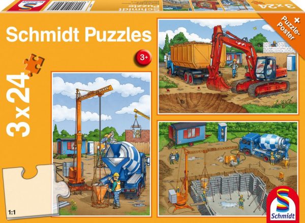 Construction Work 3 x 24 Piece Jigsaw Puzzle - Schimdt
