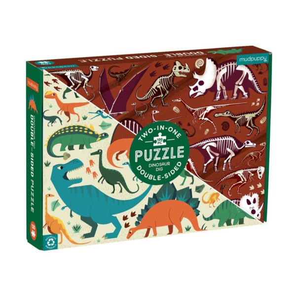 Dinosaur Dig 100 Piece Double Sided Puzzle - Mudpuppy