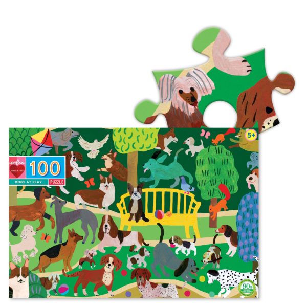 Dogs at Play 100 Piece Jigsaw Puzzle - eeBoo