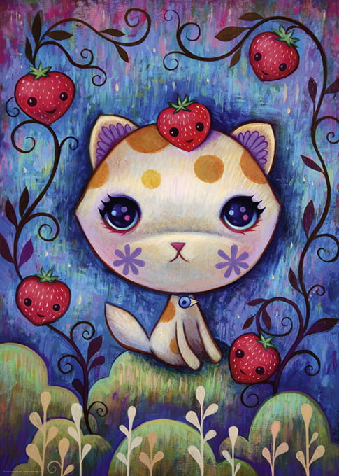 Dreaming Strawberry Kitty 1000 Piece Puzzle - Heye