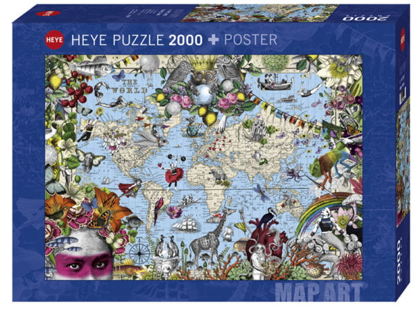 Map Art - Quirky World 2000 Piece Puzzle - Heye