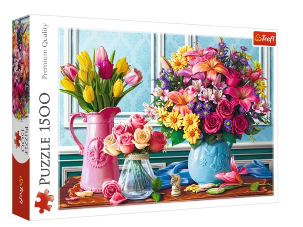 Flowers in Vases 1500 Piece Puzzle - Trefl