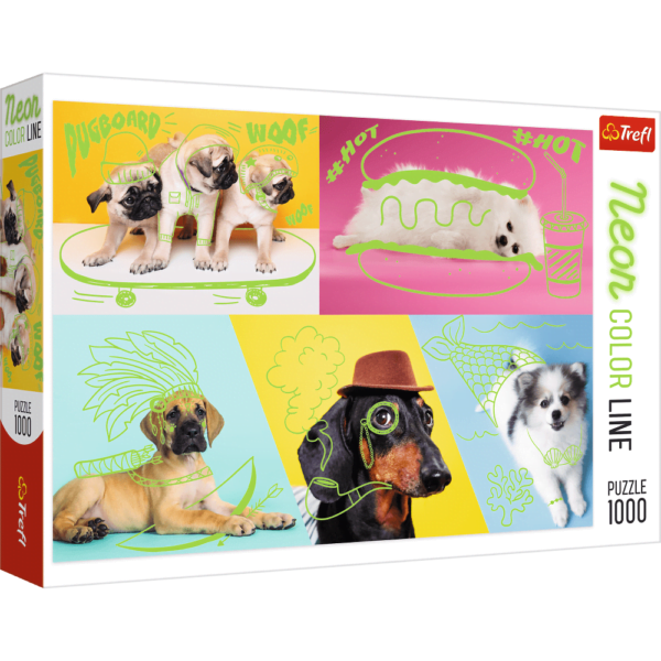Neon Colour Line - Cool Dogs 1000 Piece Puzzle - Trefl