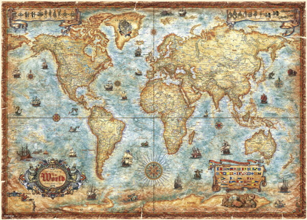 Map Art - The World 2000 Piece Jigsaw Puzzle - Heye
