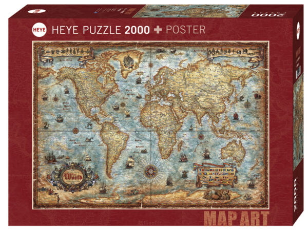 Map Art - the World 2000 Piece Jigsaw Puzzle - Heye