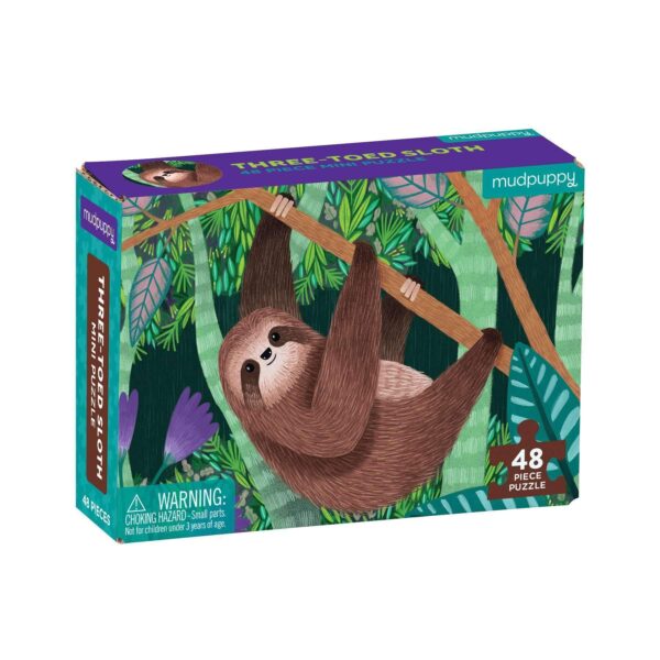 Mini Puzzle - Three Toed Sloth 48 Piece Puzzle - Mudpuppy