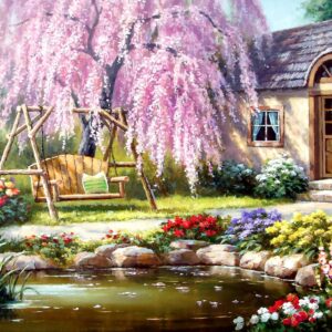 Cherry Blossom Cottage 1000 Piece Jigsaw Puzzle - Anatolian