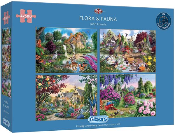 Flora & Fauna 4 x 500 Piece Puzzle set - Gibsons