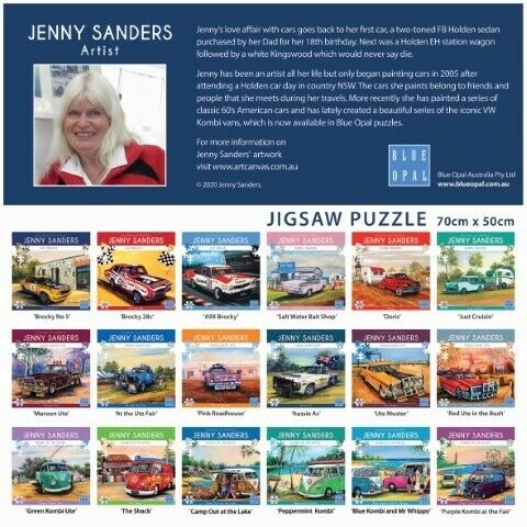 Jenny Sanders - Green Kombi Ute 1000 Piece Jigsaw Puzzle - Blue Opal