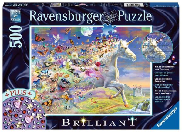 Unicorn and Butterflies 500 Piece Puzzle - Ravensburger