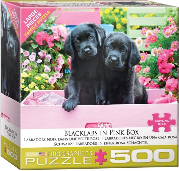 Black Labs in Pink Box 500 Piece Puzzle - Eurographics