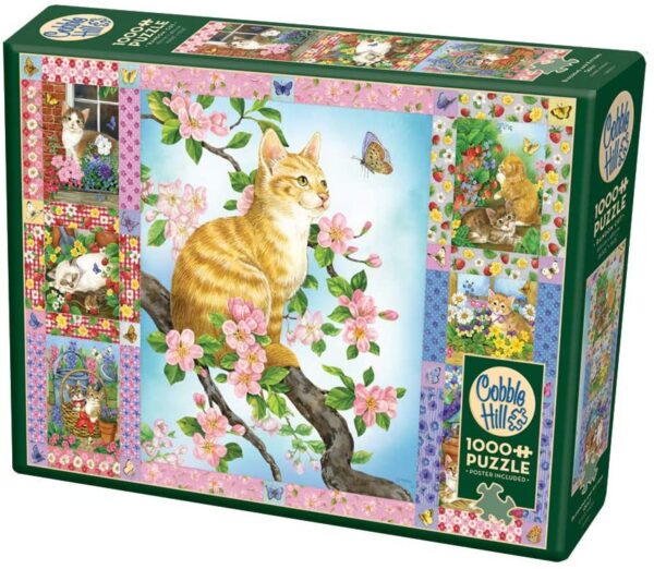 Blossoms & Kittens Quilt 1000 Piece Jigsaw Puzzle - Cobble Hill