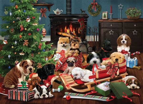 Christmas Puppies 1000 Piece Puzzle - Cobble Hill