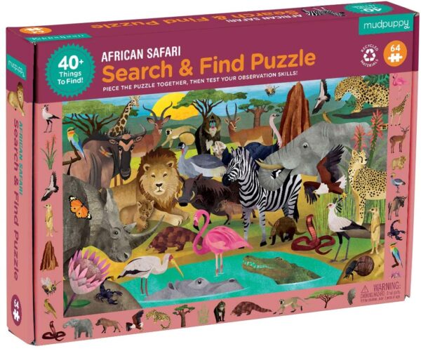 Search and Find - African Safari 64 Piece Puzzle - Mudpuppy