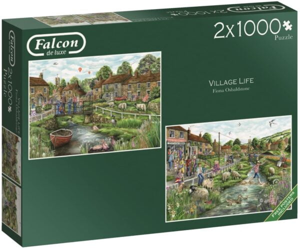 Village life 2 x 1000 Piece Jigsaw Puzzles - Falcon de luxe
