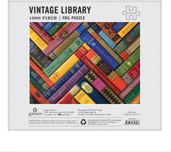 Vintage Library Foil Puzzle 1000 Piece - Galison