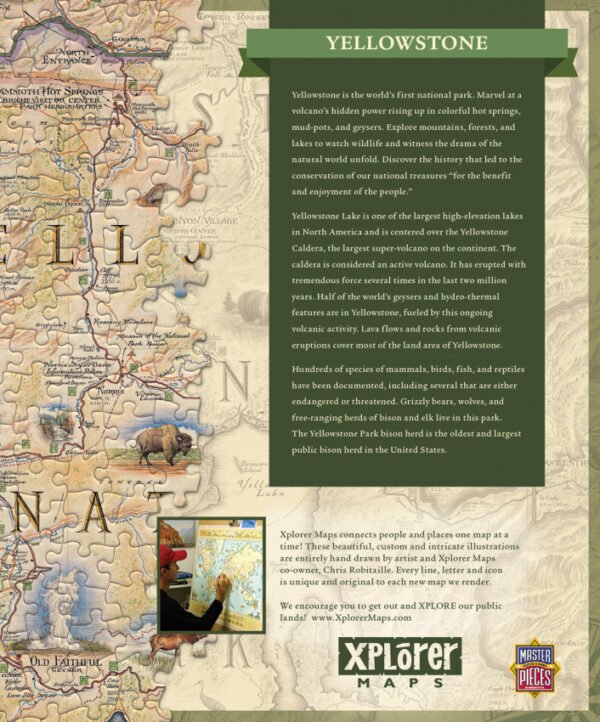 Xplorer Maps - Yellowstone National Park 1000 Piece Puzzle - Masterpieces