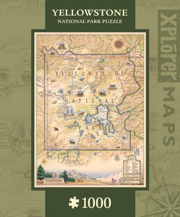 Xplorers Map - Yellowstone National Park 1000 Piece Puzzle - Masterpieces