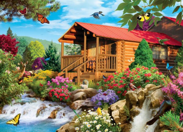 Time Away - Cascading Cabin 1000 Piece Puzzle - Masterpieces