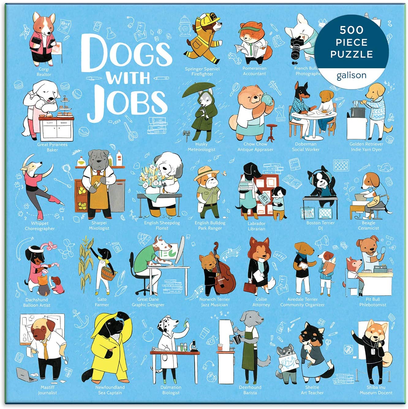 Dogs Performing Jobs 500 Piece Jigsaw Puzzle - Galison