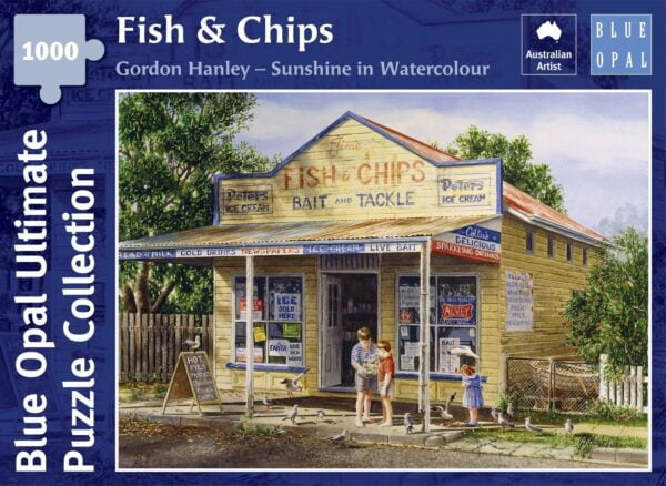 Gordon Hanley - Fish & Chips 1000 Piece Puzzle - Blue Opal
