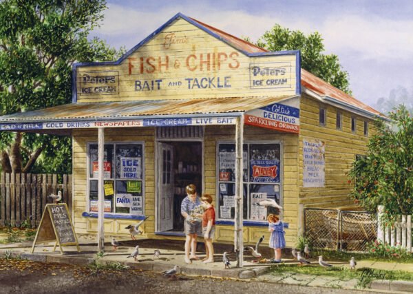 Gordon Hanley - Fish & Chips 1000 Piece Puzzle - Blue Opal