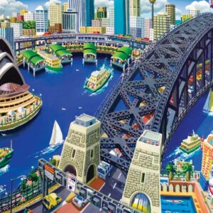 Stephen Evans - Luna Park 1000 Piece Puzzle - Blue Opal
