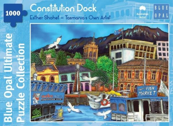 Esther Shohet - Constitution Dock 1000 piece Puzzle - Blue Opal