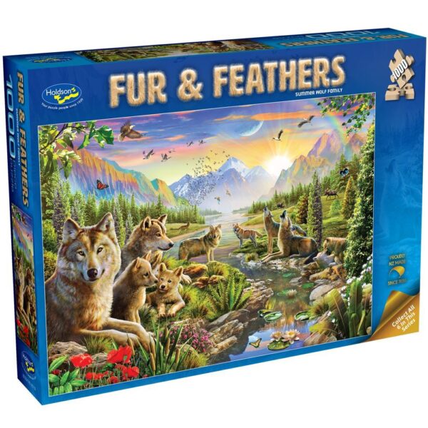 Fur and Feathers - Summer Wolf Family 1000 piece Jigsaw Puzzle - Holdson
