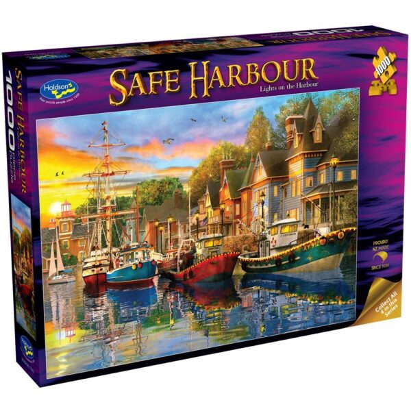 Safe Harbour - Lights on the Harbour 1000 piece Jigsaw Puzzle - Holdson