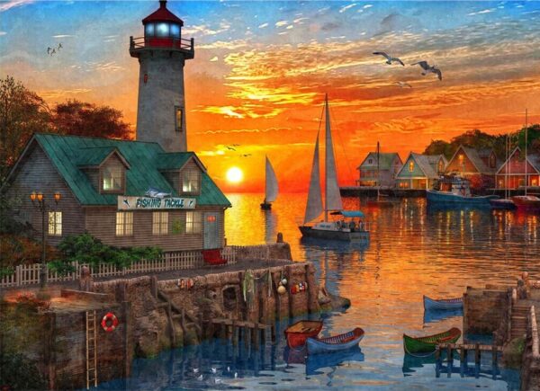 Safe Harbour - Setting Sail at Sunset 1000 Piece Jigsaw Puzzle - Holdson